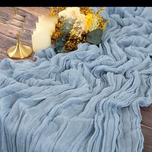 12 Piece Dusty Blue Cheesecloth Table Runners